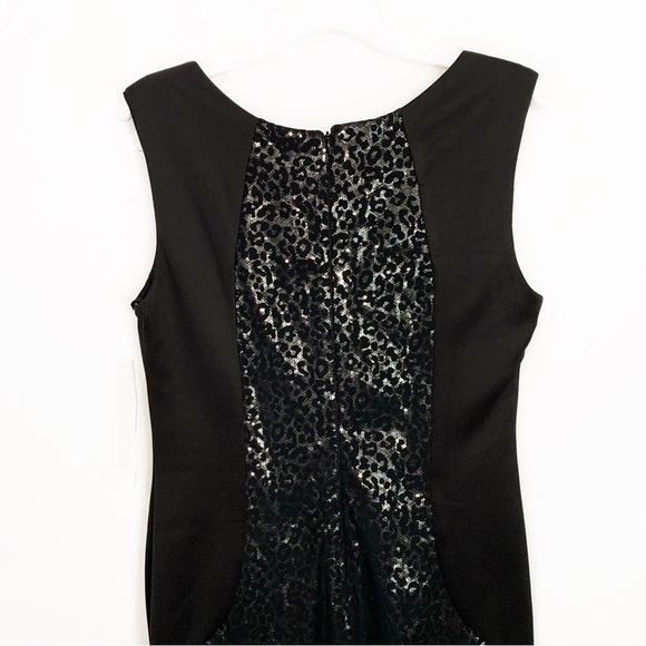 Maria Bonita Black Formal Sparkly Sequin Bodycon Cheetah Mini/Midi Dress size XL - Picture 5 of 8
